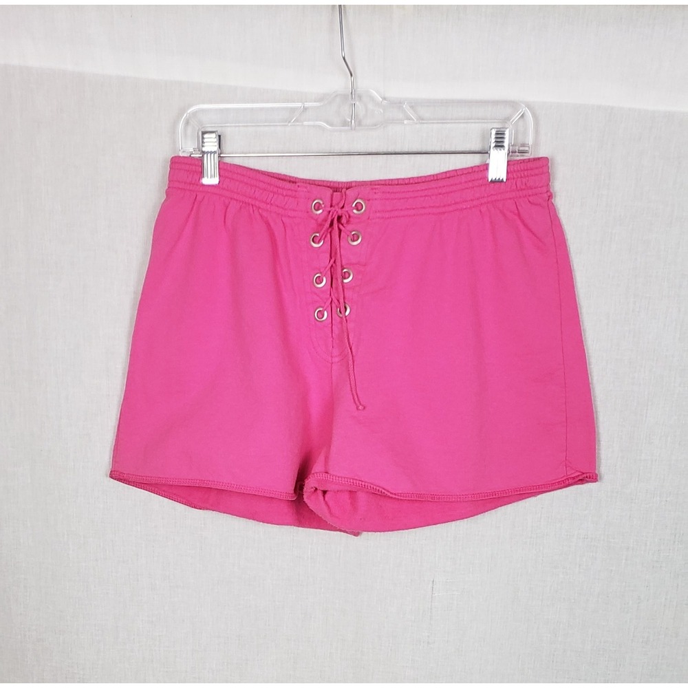Hard Tail Forever Hot Pink Lace Up Fleece Shorts Large USA Barbiecore Girlie Y2K